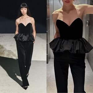 NWT Zara Velvet Top Black Strapless Size XS